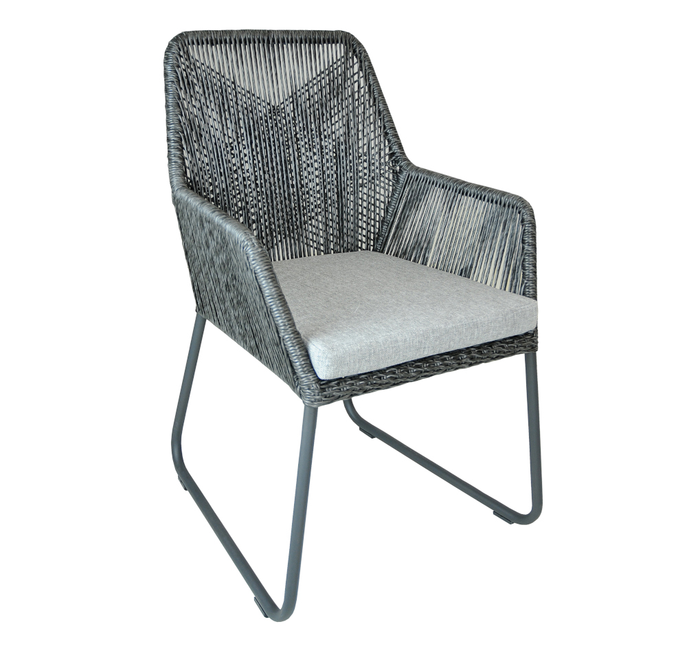 sitMobilia Allanis Dining Stuhl Geflecht Twisted Ebony inkl. Kissen