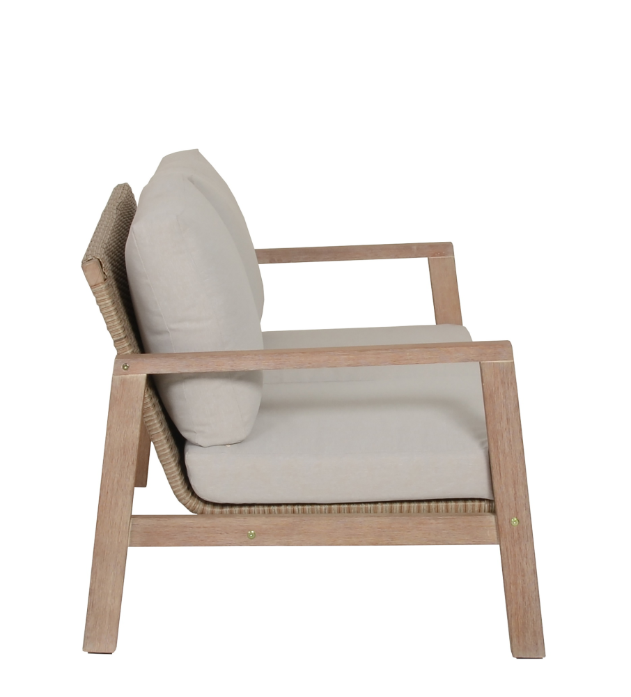 Lounge-Set Moria Kunststoffgeflecht/Eukalyptus 4-teilig