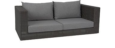 Stern KORPUS SOFA 2-SITZER FONTANA MIT GEFLECHT BASALTGRAU UND KISSEN 100% POLYESTER DESSIN GRAU MELIERT