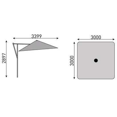 KETTLER Ampelschirm Easyswing 300x300 cm silber/anthrazit