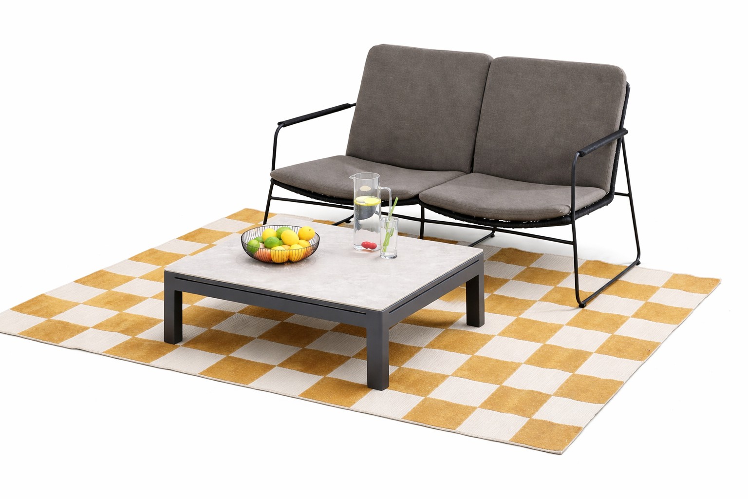 Taste by 4Seasons Set Elba Rope 2-Sitzer Sofa inkl. Sitz- und Rückenkissen inkl. Tisch und Teppich