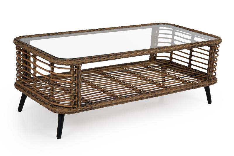 Brafab Covelo Kaffeetisch 122x61x45 cm mit Glasplatte