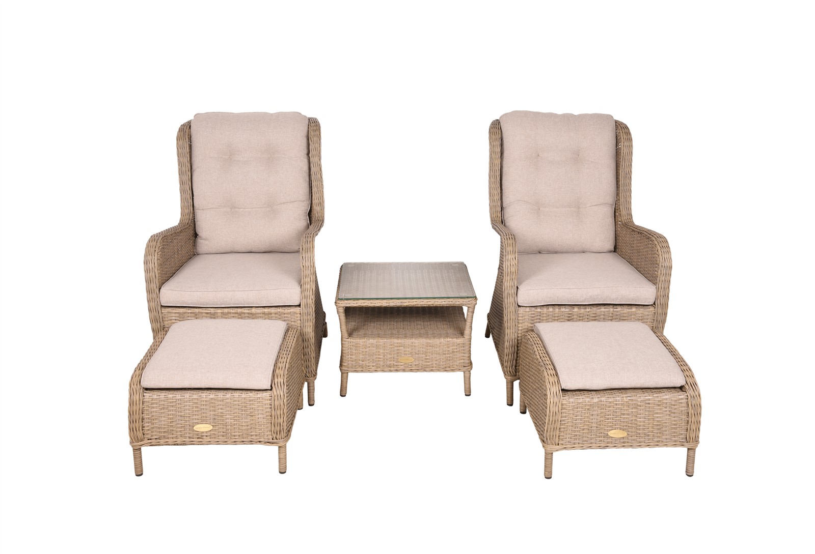 Sessel-Set VAMOS korianderbraun Kunststoffgeflecht/Stahlgestell
