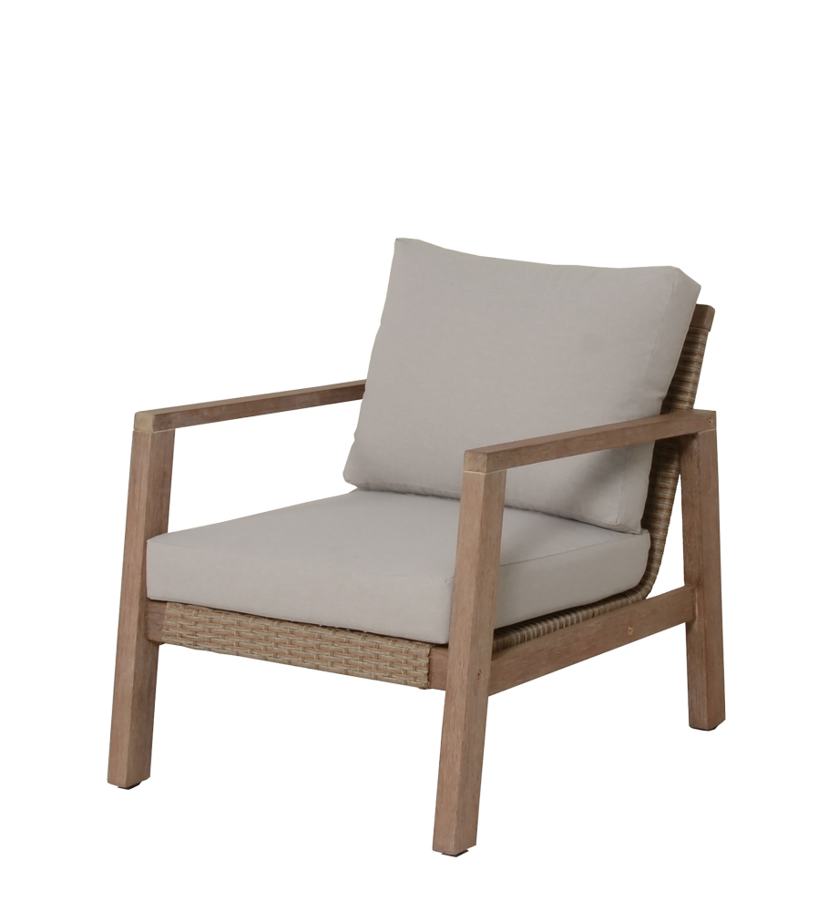 Lounge-Set Moria Kunststoffgeflecht/Eukalyptus 4-teilig