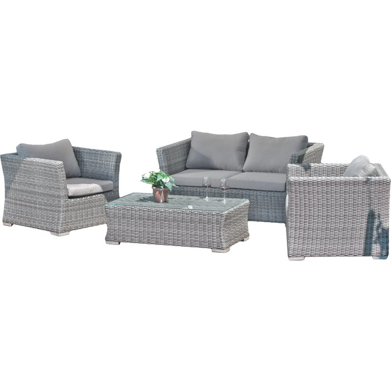 Lounge Gruppe ANNA 4-teilig Kunststoffgeflecht/Aluminium