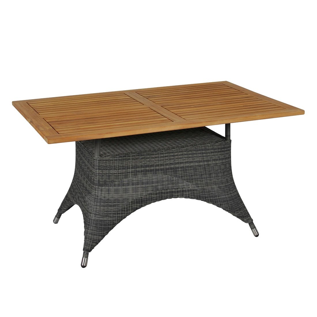 Zebra Status Tisch 140x90cm Geflecht/Teak schwarz-grau