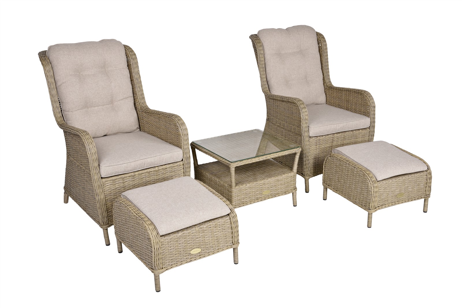 Sessel-Set VAMOS korianderbraun Kunststoffgeflecht/Stahlgestell