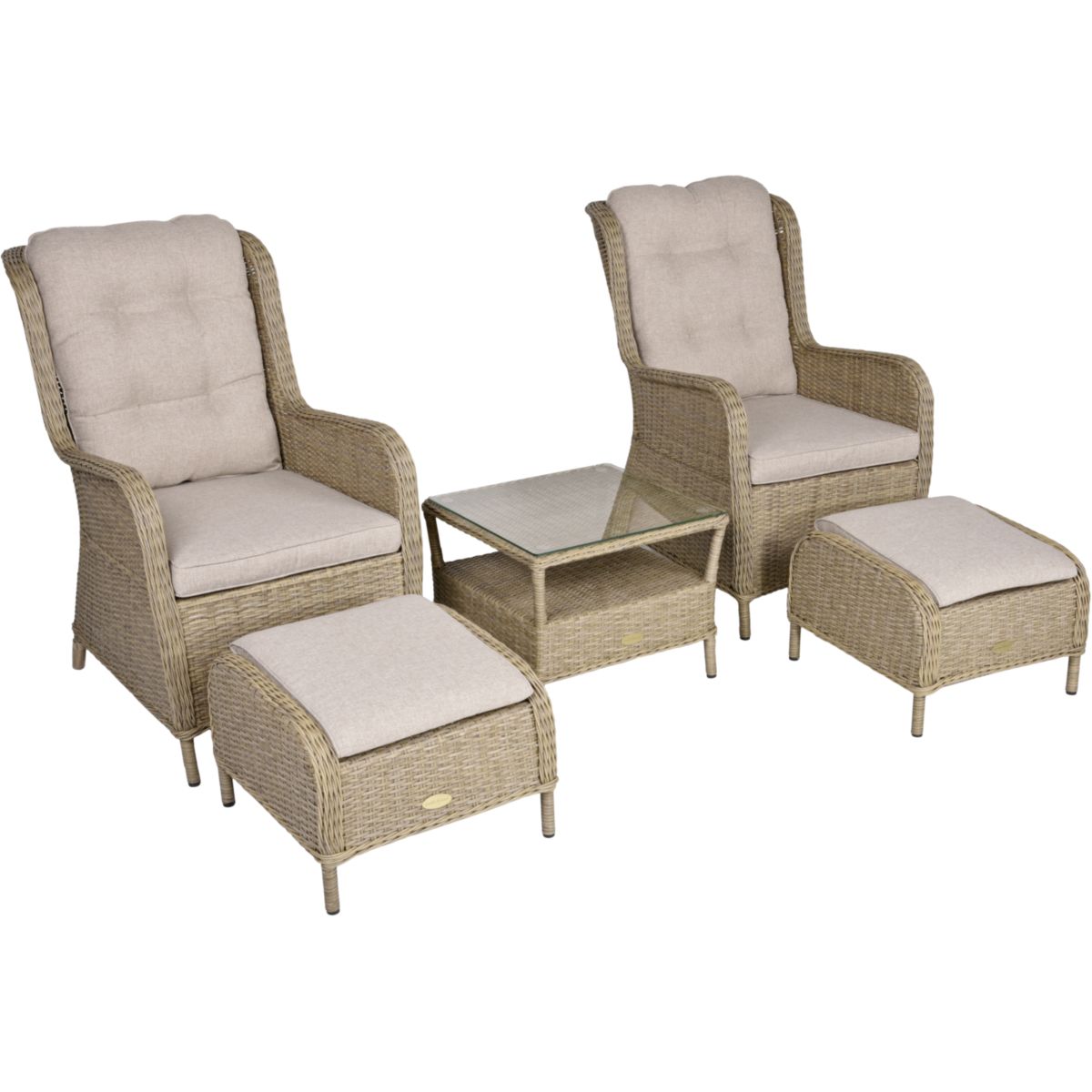 Sessel-Set VAMOS korianderbraun Kunststoffgeflecht/Stahlgestell
