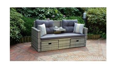 Lounge-Sofa VALENTINA Kunststoffgeflecht/Aluminiumgestell