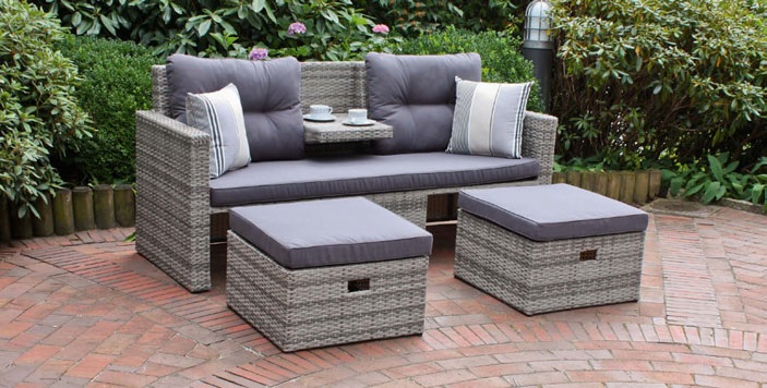 Lounge-Sofa VALENTINA Kunststoffgeflecht/Aluminiumgestell