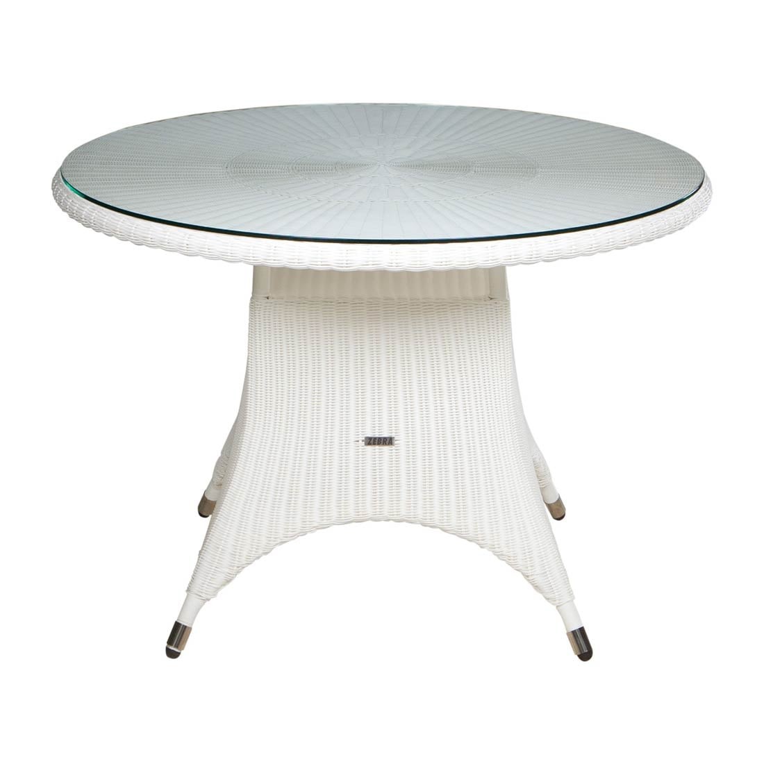 Zebra Hastings Tisch Ø110 cm, schneeweiß, Glastop